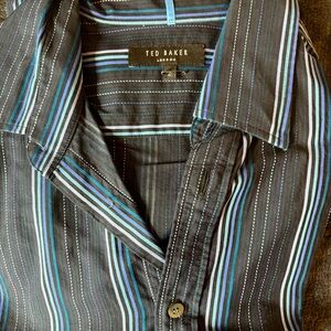 Ted Baker London Black and Blue Striped Casual Shirt